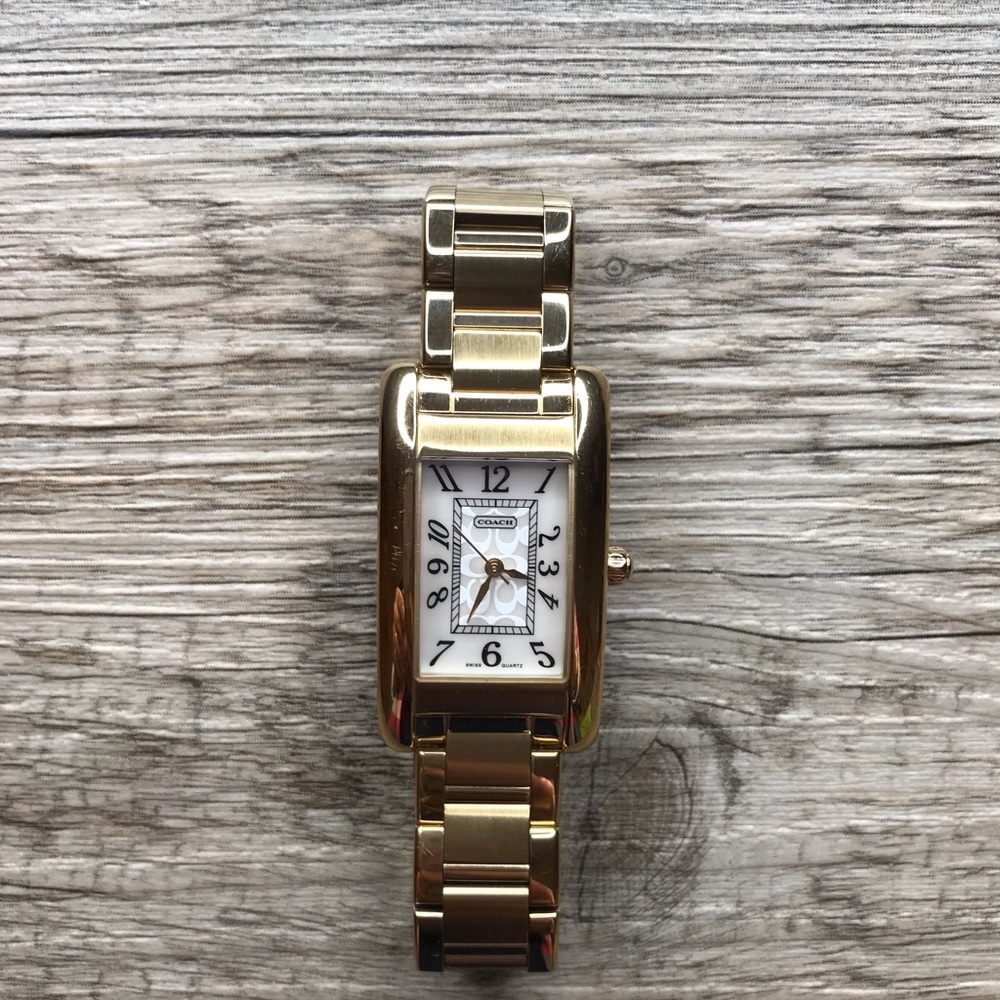 Coach gold ion plated tank watch